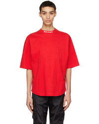 T-shirt à col rond en tricot rouge Palm Angels