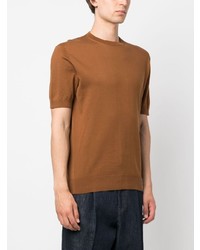 T-shirt à col rond en tricot tabac Zegna