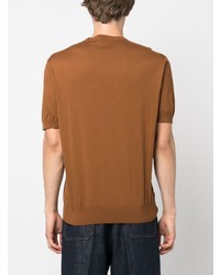 T-shirt à col rond en tricot tabac Zegna