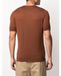 T-shirt à col rond en tricot tabac Tagliatore