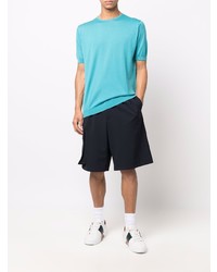 T-shirt à col rond en tricot turquoise John Smedley