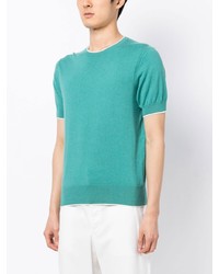 T-shirt à col rond en tricot turquoise N.Peal