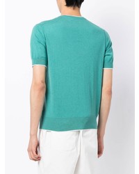 T-shirt à col rond en tricot turquoise N.Peal