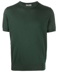 T-shirt à col rond en tricot vert foncé