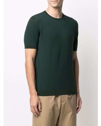 T-shirt à col rond en tricot vert foncé Roberto Collina