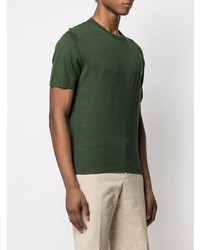 T-shirt à col rond en tricot vert foncé Drumohr