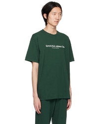 T-shirt à col rond en tricot vert foncé Sporty & Rich