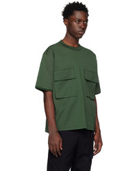 T-shirt à col rond en tricot vert foncé Sacai