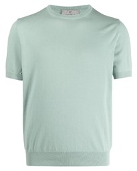 T-shirt à col rond en tricot vert menthe Canali