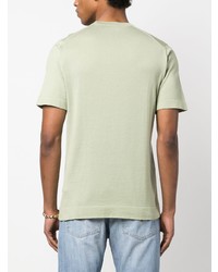 T-shirt à col rond en tricot vert menthe John Smedley