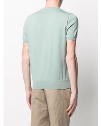 T-shirt à col rond en tricot vert menthe Canali