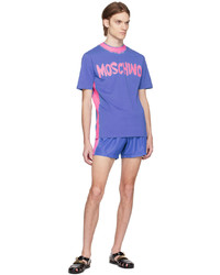 T-shirt à col rond en tricot violet clair Moschino