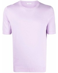 T-shirt à col rond en tricot violet clair Malo
