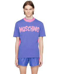 T-shirt à col rond en tricot violet clair Moschino