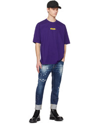 T-shirt à col rond en tricot violet DSQUARED2