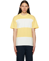 T-shirt à col rond en tulle à rayures horizontales jaune Noah