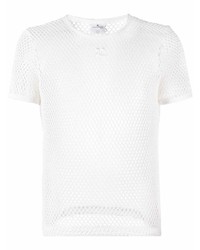 T-shirt à col rond en tulle blanc Courrèges