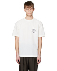 T-shirt à col rond en tulle blanc Giorgio Armani