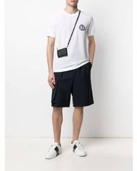 T-shirt à col rond en tulle blanc Giorgio Armani