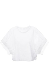 T-shirt à col rond en tulle blanc