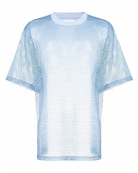 T-shirt à col rond en tulle bleu clair Ami Paris
