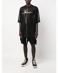 T-shirt à col rond en tulle brodé noir Rick Owens X Champion