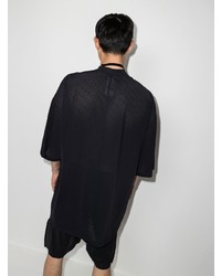 T-shirt à col rond en tulle brodé noir Rick Owens DRKSHDW