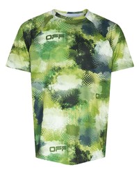 T-shirt à col rond en tulle camouflage vert