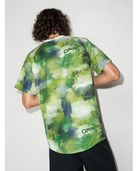 T-shirt à col rond en tulle camouflage vert Off-White