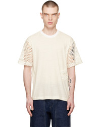 T-shirt à col rond en tulle en tricot blanc Tanaka