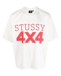 T-shirt à col rond en tulle imprimé beige Stussy