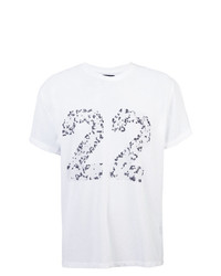 T-shirt à col rond en tulle imprimé blanc et noir Amiri