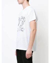 T-shirt à col rond en tulle imprimé blanc et noir Amiri