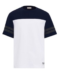 T-shirt à col rond en tulle imprimé blanc Alexander McQueen