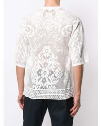 T-shirt à col rond en tulle imprimé blanc Dolce & Gabbana
