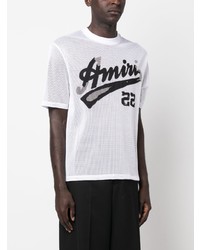 T-shirt à col rond en tulle imprimé blanc Amiri