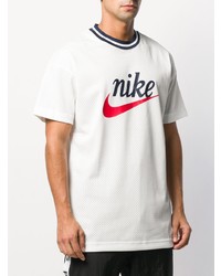 T-shirt à col rond en tulle imprimé blanc Nike