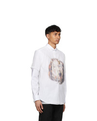 T-shirt à col rond en tulle imprimé blanc Burberry