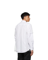 T-shirt à col rond en tulle imprimé blanc Burberry
