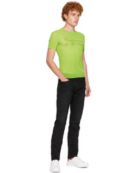 T-shirt à col rond en tulle imprimé chartreuse Jean Paul Gaultier