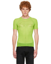 T-shirt à col rond en tulle imprimé chartreuse Jean Paul Gaultier