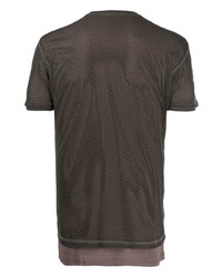 T-shirt à col rond en tulle imprimé marron foncé Diesel