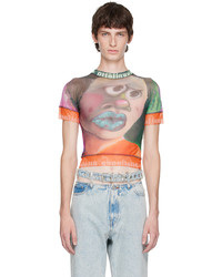 T-shirt à col rond en tulle imprimé multicolore Ottolinger