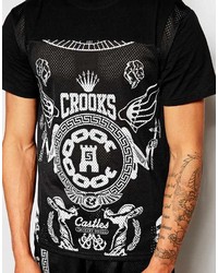 T-shirt à col rond en tulle imprimé noir et blanc Crooks & Castles
