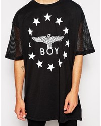 T-shirt à col rond en tulle imprimé noir et blanc Boy London