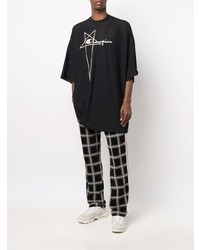 T-shirt à col rond en tulle imprimé noir et blanc Rick Owens X Champion