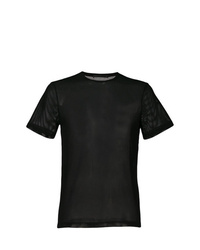 T-shirt à col rond en tulle imprimé noir Helmut Lang