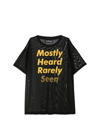 T-shirt à col rond en tulle imprimé noir Mostly Heard Rarely Seen