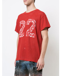 T-shirt à col rond en tulle imprimé rouge Amiri