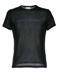 T-shirt à col rond en tulle noir Courrèges